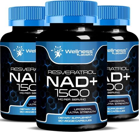 NAD Supplement, 1500mg - Liposomal NAD+ Supplement with Resveratrol, NAD Plus Boosting - Support Cellular Health, Stamina & Healthy Aging - Ultra Strength Capsules, USA Made - 6 Pack in Saudi Arabia