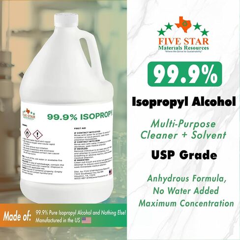 99.9% Pure Isopropyl Alcohol, 99.9 Percent IPA 1 Gallon, USP Grade, Made in The USA (1 Gallon,128 fl oz) in Saudi Arabia
