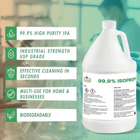 99.9% Pure Isopropyl Alcohol, 99.9 Percent IPA 1 Gallon, USP Grade, Made in The USA (1 Gallon,128 fl oz) in Saudi Arabia