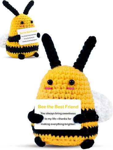 Bee Gifts Positive Crochet Animals: Birthday Gifts for Women Friends Sister Mom Wife Mother's Day, Cute Funny Bee Dolls with Inspirational Support Cards Emotional Potato Room Decors (BEE Kind) in Kuwait