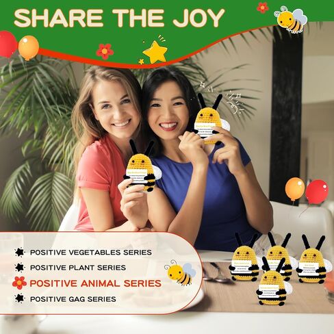 Bee Gifts Positive Crochet Animals: Birthday Gifts for Women Friends Sister Mom Wife Mother's Day, Cute Funny Bee Dolls with Inspirational Support Cards Emotional Potato Room Decors (BEE Kind) in Kuwait