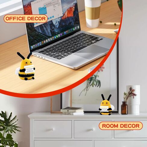 Bee Gifts Positive Crochet Animals: Birthday Gifts for Women Friends Sister Mom Wife Mother's Day, Cute Funny Bee Dolls with Inspirational Support Cards Emotional Potato Room Decors (BEE Kind) in Kuwait