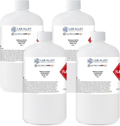 Lab Alley Methanol ≥99.8 ٪ ACS كاشف ، مثالي لمذيب الاستخراج ، مضاد للتجمد - مجموع جالون (حزمة من زجاجات كوارت 4 × 1) in Kuwait