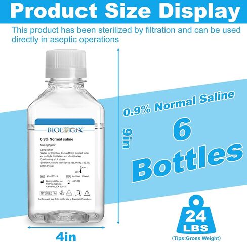 0.9% Normal Saline Solution, 1000ml 0.1um Filtration Sterilized SPSS Buffer for Lab Use, DNase/RNase/Protease/Pyrogen Free, Ready-to-Use, 1000ml/Bottle in Saudi Arabia