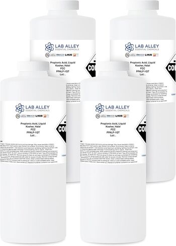 Lab Alley Propionic Acid, Liquid, FCC/Food Grade, Kosher Certified, Halal (1 Gallon Total (Pack of 4 x 1 Quart Bottles)) in Kuwait