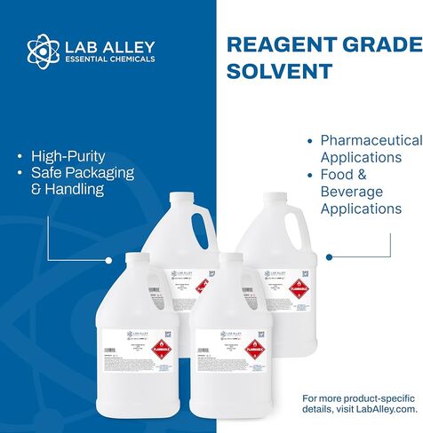 Lab Alley Ethyl Acetate 99.5 ٪ ACS Grade ، أعلى مذيب نقاء مناسب للتطبيقات الغذائية والصيدلانية - مجموع جالون (حزمة من 4 × 1 زجاجات كوارت) in Kuwait