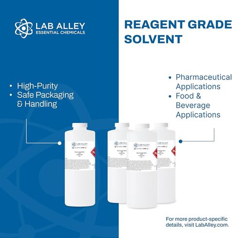 Lab Alley Ethyl Acetate 99.5 ٪ ACS Grade ، أعلى مذيب نقاء مناسب للتطبيقات الغذائية والصيدلانية - مجموع جالون (حزمة من 4 × 1 زجاجات كوارت) in Kuwait