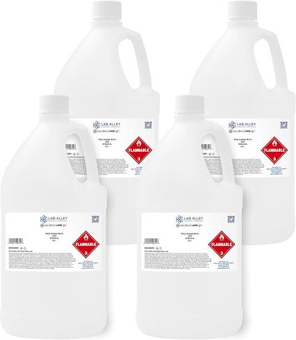 Lab Alley Ethyl Acetate 99.5 ٪ ACS Grade ، أعلى مذيب نقاء مناسب للتطبيقات الغذائية والصيدلانية - مجموع جالون (حزمة من 4 × 1 زجاجات كوارت) in Kuwait