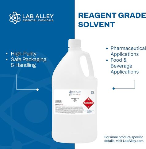 Lab Alley Ethyl Acetate 99.5 ٪ ACS Grade ، أعلى مذيب نقاء مناسب للتطبيقات الغذائية والصيدلانية - مجموع جالون (حزمة من 4 × 1 زجاجات كوارت) in Kuwait