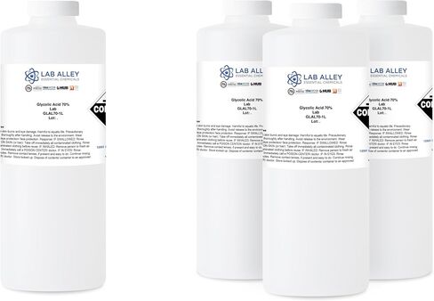 Lab Alley Glycolic Acid 70 ٪ ، درجة المختبر ، مثالية لإجراءات العناية بالبشرة - إجمالي جالون (حزمة من زجاجات كوارت 4 × 1) in Kuwait