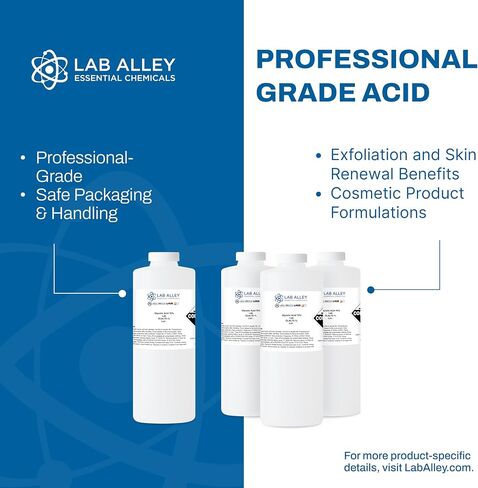 Lab Alley Glycolic Acid 70 ٪ ، درجة المختبر ، مثالية لإجراءات العناية بالبشرة - إجمالي جالون (حزمة من زجاجات كوارت 4 × 1) in Kuwait