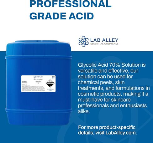 Lab Alley Glycolic Acid 70 ٪ ، درجة المختبر ، مثالية لإجراءات العناية بالبشرة - إجمالي جالون (حزمة من زجاجات كوارت 4 × 1) in Kuwait