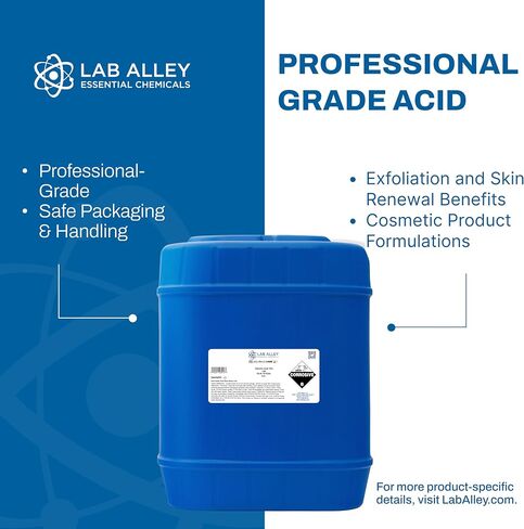 Lab Alley Glycolic Acid 70 ٪ ، درجة المختبر ، مثالية لإجراءات العناية بالبشرة - إجمالي جالون (حزمة من زجاجات كوارت 4 × 1) in Kuwait