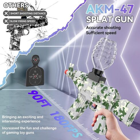 2 Pack Splat Gun Electric Toys Gun with Gel Ball Blaster,AKM-47 Splatter Ball Gun for Outdoor Activities-Fighting Shooting Team Game, Ages 15+(Double Gel Guns) in Saudi Arabia