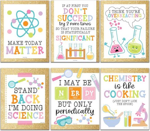 Hadley Designs 6 Science Posters for Classroom Decor – Inspirational and Fun Science Classroom Decor for Elementary & Middle School, Boho Motivational Wall Art in Saudi Arabia