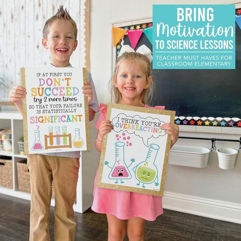 Hadley Designs 6 Science Posters for Classroom Decor – Inspirational and Fun Science Classroom Decor for Elementary & Middle School, Boho Motivational Wall Art in Saudi Arabia