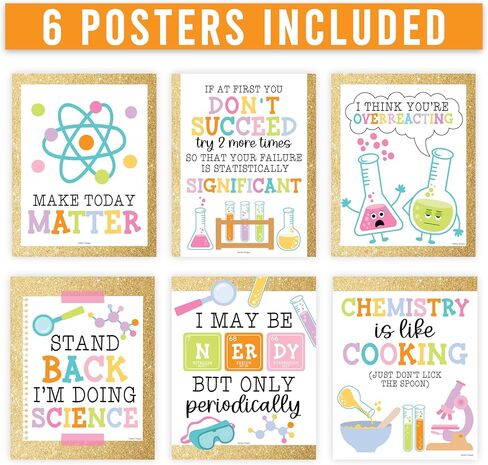 Hadley Designs 6 Science Posters for Classroom Decor – Inspirational and Fun Science Classroom Decor for Elementary & Middle School, Boho Motivational Wall Art in Saudi Arabia