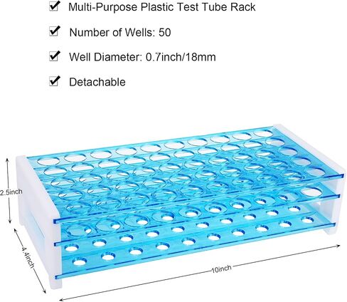 Removable Centrifuge Tube Rack Set – 10ml/15ml/50ml Multipurpose Lab Tube Holder, 2 Pack Large & Small Racks for Lab & Home Use (Blue - 50 Holes 1Pack) in Kuwait