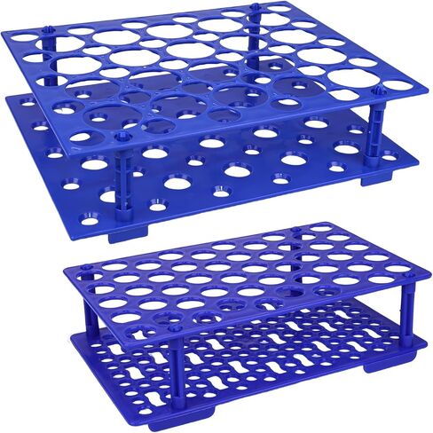 Removable Centrifuge Tube Rack Set – 10ml/15ml/50ml Multipurpose Lab Tube Holder, 2 Pack Large & Small Racks for Lab & Home Use (Blue - 50 Holes 1Pack) in Kuwait
