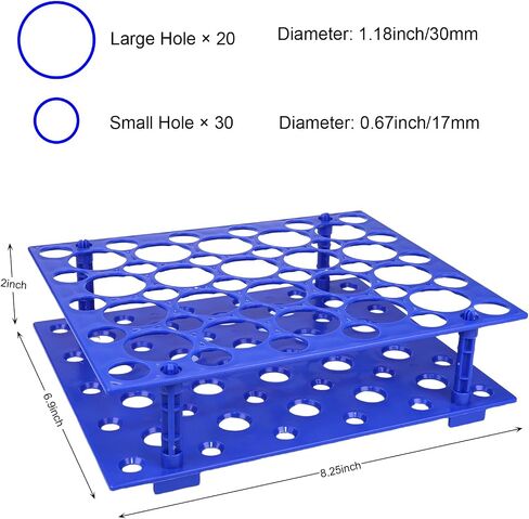 Removable Centrifuge Tube Rack Set – 10ml/15ml/50ml Multipurpose Lab Tube Holder, 2 Pack Large & Small Racks for Lab & Home Use (Blue - 50 Holes 1Pack) in Kuwait