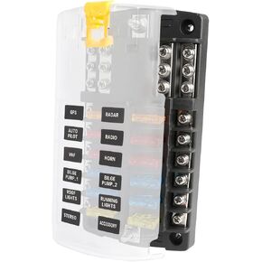 12 Way Marine Fuse Block مع مؤشر LED ، غطاء مقاوم للماء ومقاوم للرطوبة ، 12/24 فولت DC ، 30A لكل دائرة ، 100A لكل لوحة ، ATC/ATO Fuse ، PBT & PC ، in Kuwait