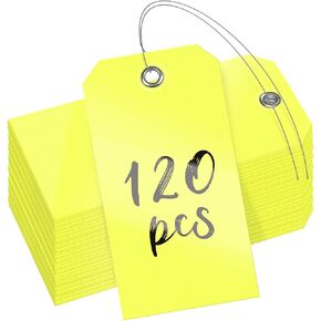 UniClife 120 PCS العلامات البلاستيكية لوضع 4 ألوان ، 4.7 "× 2.36" علامة شحن بلاستيكية مع الأسلاك علامات سعر العلامة القابلة للكتابة مع العيينة المعززة فارغة ملصق شنق للأمتعة in Kuwait