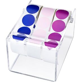 1 Pcs Adjustable Label Dispenser 3 Disks Sticker Roll Holder Sticker Dispenser Label Roll Holder Acrylic Tape Organizer Stand for Office Home Desktop(Black) in Kuwait