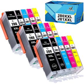 PGI-280 XXL CLI-281 XXL Compatible Ink Cartridges Replacement for Canon 280 281 Work with Pixma TR8620a TR8620 TS702a TS9520 TS9521C TR8520 TS6220 TS6320 TS8220 (10-Pack, PGBK/BK/C/M/Y) in Kuwait