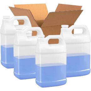 1 جالون بلاستيك إبريق (4 عبوات) قابلة لإعادة الاستخدام مع مربع الشحن ، آمن الطعام ، BPA Free | حاويات HDPE الشاقة للمياه ، الصلصات ، الصابون ، المنظفات ، السوائل | المسمار على غطاء شفاف in Kuwait