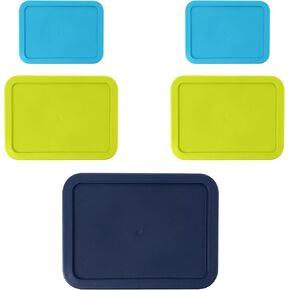 Rectangular Replacement Lids for Pyrex Glass Food Storage Containers (2) 3-Cup (2) 6-Cup (1) 11-Cup (Navy) in Kuwait