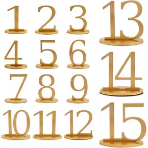 XUWAIDSGN Gold Table Numbers 1-15 with Oval Base Rustic Table Numbers for Wedding Reception 5 Inch High Gold Wedding Signs Holders Stands for Banquets Anniversary Parties in Kuwait