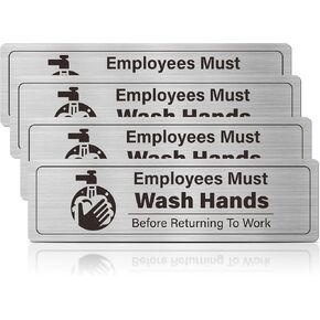 4 PK Wash Rinse تعقيم ملصقات بالوعة-يجب على الموظفين غسل يديهم لافتات ملصقات مقاومة للماء لـ 3 أحواض مقصورة ، مطاعم ، مطبخ تجاري ، شاحنات طعام ، محطة غسل الألومنيوم مصممة بالفرشاة in Kuwait