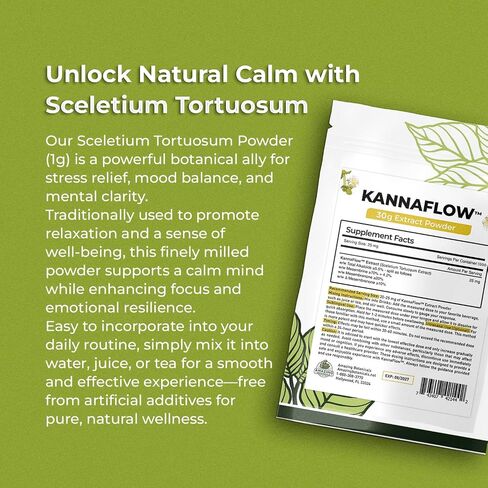 Lab Refined Sceletium Tortuosum Extract | 5.5% Active Alkaloid - 25mg per Serving - Includes a Convenient dosing Spoon for Effective dosing - (1 Gram) in Saudi Arabia