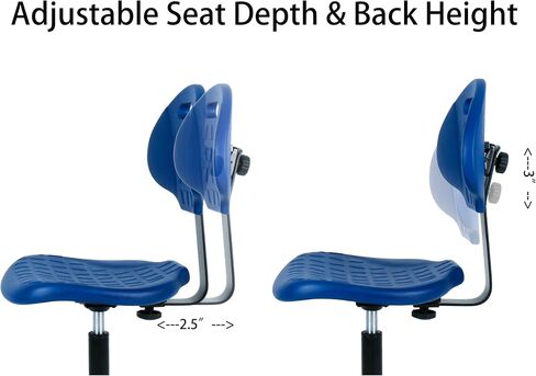TAKE UR SEAT® Deluxe Polyurethane Lab Stool Chair, 5" Adjustable Table Height, Blue (Blade Wheels) in Kuwait