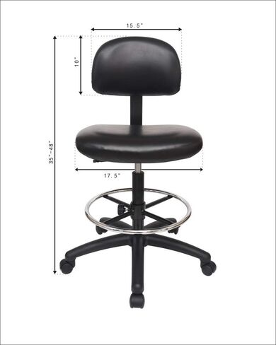 Chair Master FSS Series Square seat Tall (17"-22") seat Height Chair. Vinyl-for Office, Garage, Desk, Shop, Computer, Doctor, Medical, Easy to Clean! NO Footring (Black, Low Table Height) in Kuwait