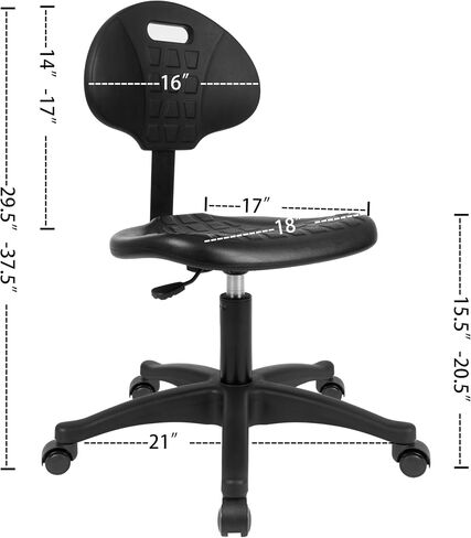 TAKE UR SEAT® Deluxe Polyurethane Lab Stool Chair, 5" Adjustable Table Height, Blue (Blade Wheels) in Kuwait