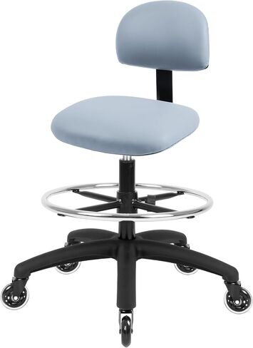 Chair Master FSS Series Square seat Tall (17"-22") seat Height Chair. Vinyl-for Office, Garage, Desk, Shop, Computer, Doctor, Medical, Easy to Clean! NO Footring (Black, Low Table Height) in Kuwait