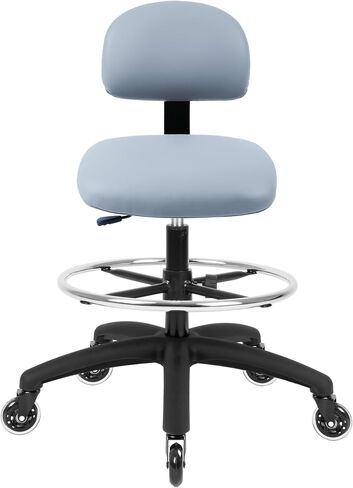 Chair Master FSS Series Square seat Tall (17"-22") seat Height Chair. Vinyl-for Office, Garage, Desk, Shop, Computer, Doctor, Medical, Easy to Clean! NO Footring (Black, Low Table Height) in Kuwait