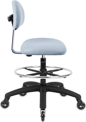 Chair Master FSS Series Square seat Tall (17"-22") seat Height Chair. Vinyl-for Office, Garage, Desk, Shop, Computer, Doctor, Medical, Easy to Clean! NO Footring (Black, Low Table Height) in Kuwait