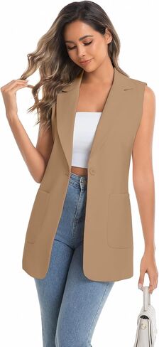 IDEALSANXUN Womens Long Vest Sleeveless Blazer Dressy Spring Summer Suit Jackets in Saudi Arabia