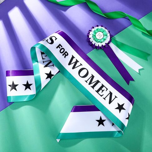 3 Pcs Victorian Suffragette Costume Kit 3 Colors Sash Rosette Vote for Women Hand Sign Suffragette Accessories in Kuwait