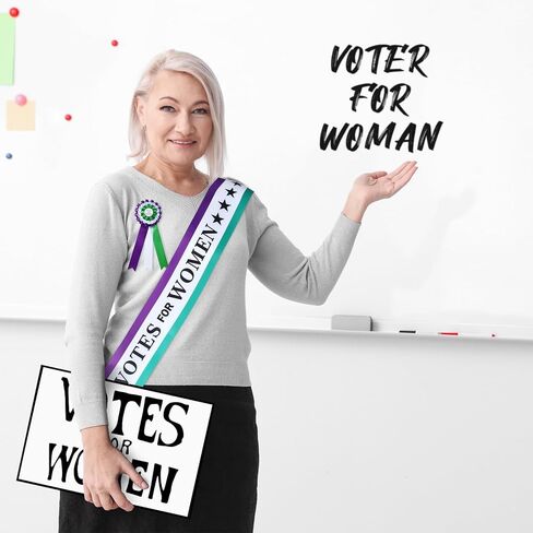 3 Pcs Victorian Suffragette Costume Kit 3 Colors Sash Rosette Vote for Women Hand Sign Suffragette Accessories in Kuwait