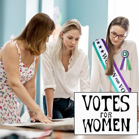 3 Pcs Victorian Suffragette Costume Kit 3 Colors Sash Rosette Vote for Women Hand Sign Suffragette Accessories in Kuwait