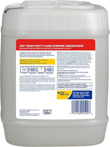 ZEP Heafty -Duty Floor Stripper Ammonia Free Concentrate - 1 جالون (حالة من 2) ECZULFFS1282 - تزيل صيغة الطوائف المنخفضة ، والتلميع ، والتراكم الثقيل على الأرضيات in Kuwait