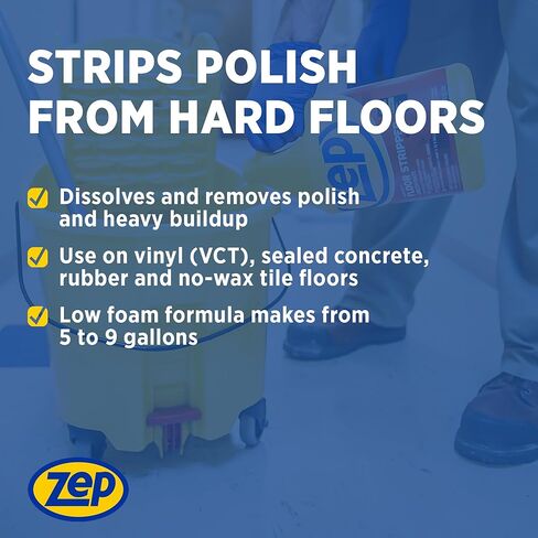 ZEP Heafty -Duty Floor Stripper Ammonia Free Concentrate - 1 جالون (حالة من 2) ECZULFFS1282 - تزيل صيغة الطوائف المنخفضة ، والتلميع ، والتراكم الثقيل على الأرضيات in Saudi Arabia