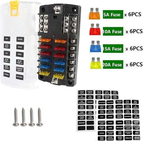 12 Way Marine Fuse Block مع مؤشر LED ، غطاء مقاوم للماء ومقاوم للرطوبة ، 12/24 فولت DC ، 30A لكل دائرة ، 100A لكل لوحة ، ATC/ATO Fuse ، PBT & PC ، in Kuwait