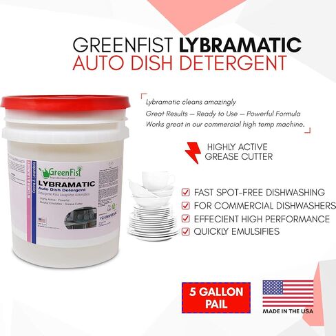 GreenFist Lybramatic | Commercial Dishwasher Detergent Industrial Grade [Ready-to-Use] Liquid (5 Gallon Pail) in Saudi Arabia