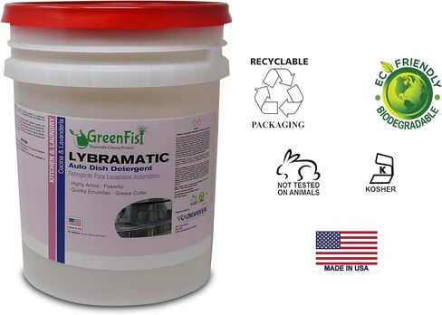GreenFist Lybramatic | Commercial Dishwasher Detergent Industrial Grade [Ready-to-Use] Liquid (5 Gallon Pail) in Saudi Arabia