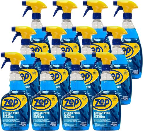 Zep Streak-Free Glass Cleaner - 32 Oz (Case of 12) ZU112032- Professional Grade Formula that Cleans Dirt, Fingerprints, Grime, Smoke Haze, and Toothpaste on Windows, Mirrors, and Other Glass Surfaces in Saudi Arabia