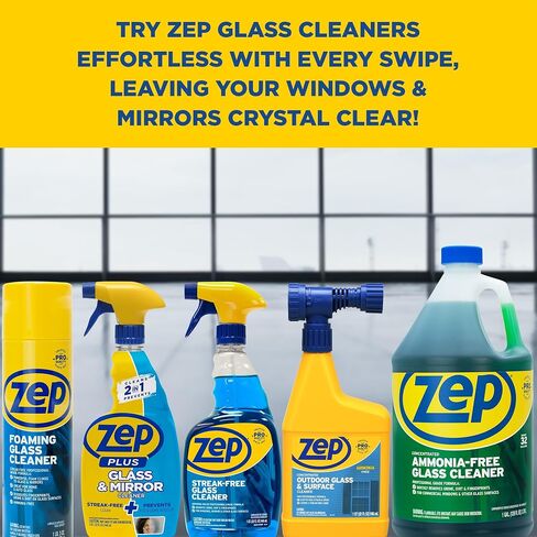 Zep Streak-Free Glass Cleaner - 32 Oz (Case of 12) ZU112032- Professional Grade Formula that Cleans Dirt, Fingerprints, Grime, Smoke Haze, and Toothpaste on Windows, Mirrors, and Other Glass Surfaces in Saudi Arabia